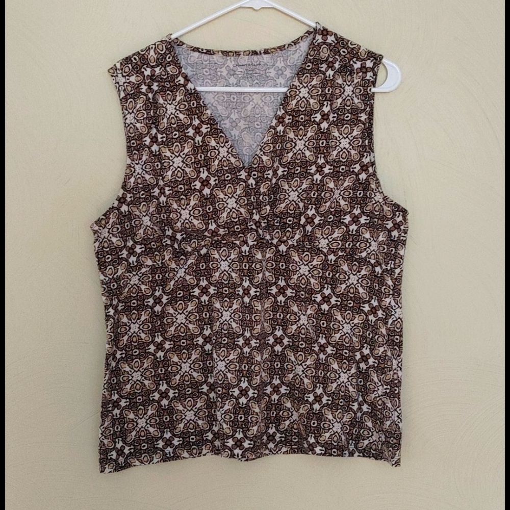 Faux-wrap top in empire waist Tank.
